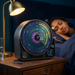 Stylised circular sleep-stage dial used as a symbolic illustration