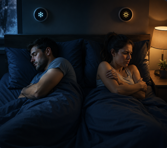 Partners appearing to prefer different temperatures in the same bed